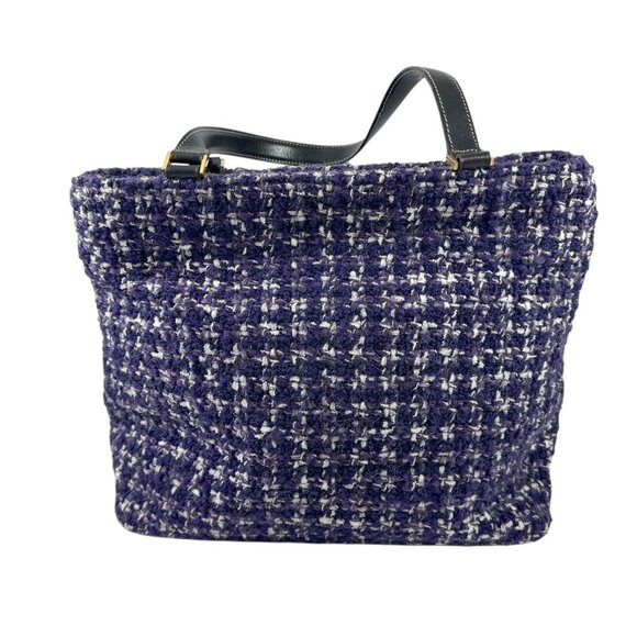 Kate Spade NY Purse Handbag Purple & White Tweed and Leather Made in Italy - Picture 3 of 10